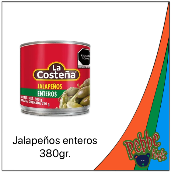 CHILE JALAPEÑO ENTERO LA COSTEÑA 380gr.
