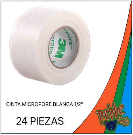 CINTA 3M MICROPORE BLANCA 1/2" (1.25cm.) C/24