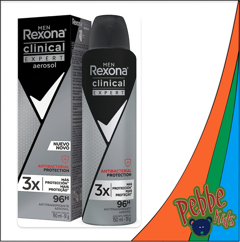 DES. REXONA CLINICAL EXPERT AEROSOL 91gr.(ANTIBACTERIAL-HOMBRE) GRIS