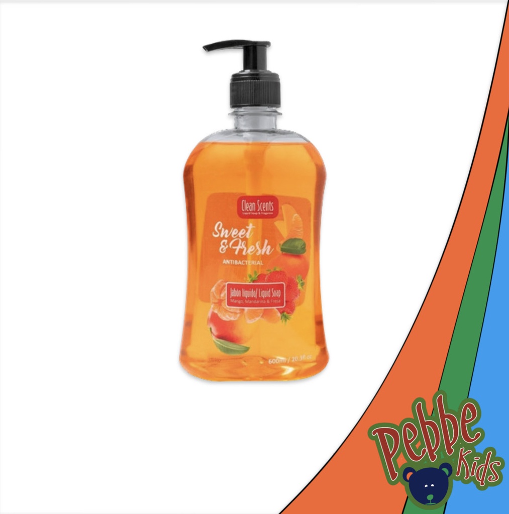 JABÓN LIQ. CLEAN SCENTS NARANJA (MANGO MANDARINA FRESA: SWEET & FRESH) 600ml.