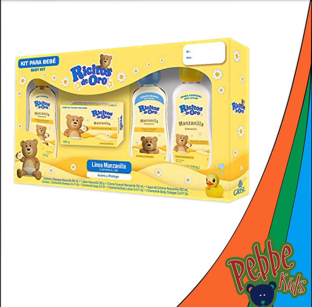 KIT RICITOS DE ORO MANZANILLA (SHAMPOO-JABÓN-CREMA-LOCION)