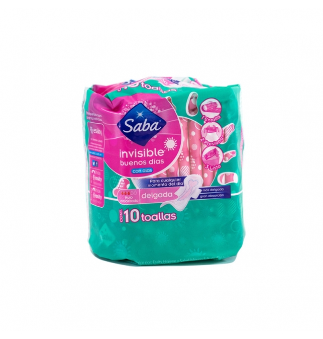 TOALLA SABA INVISIBLE C/ALAS C/10
