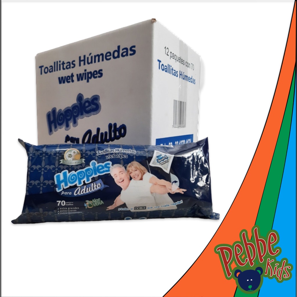 TOALLITA HÚMEDA P/ADULTO HOPPIES C/60
