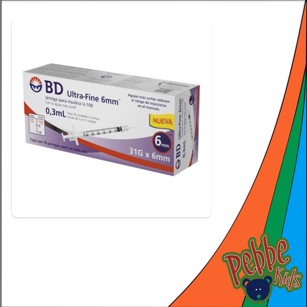 JERINGA 0.3ml INSULINA ULTRAFINE C/10 (31G X 6mm.)