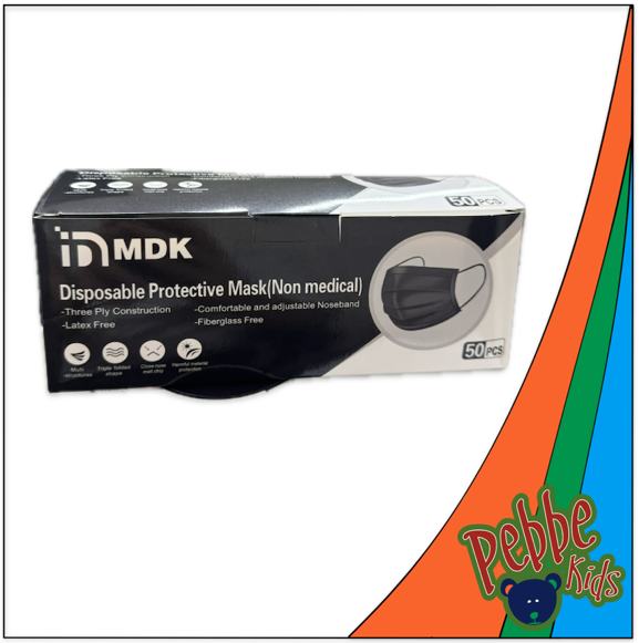 CUBREBOCAS TRIPLE CAPA MDK NEGRO C/50