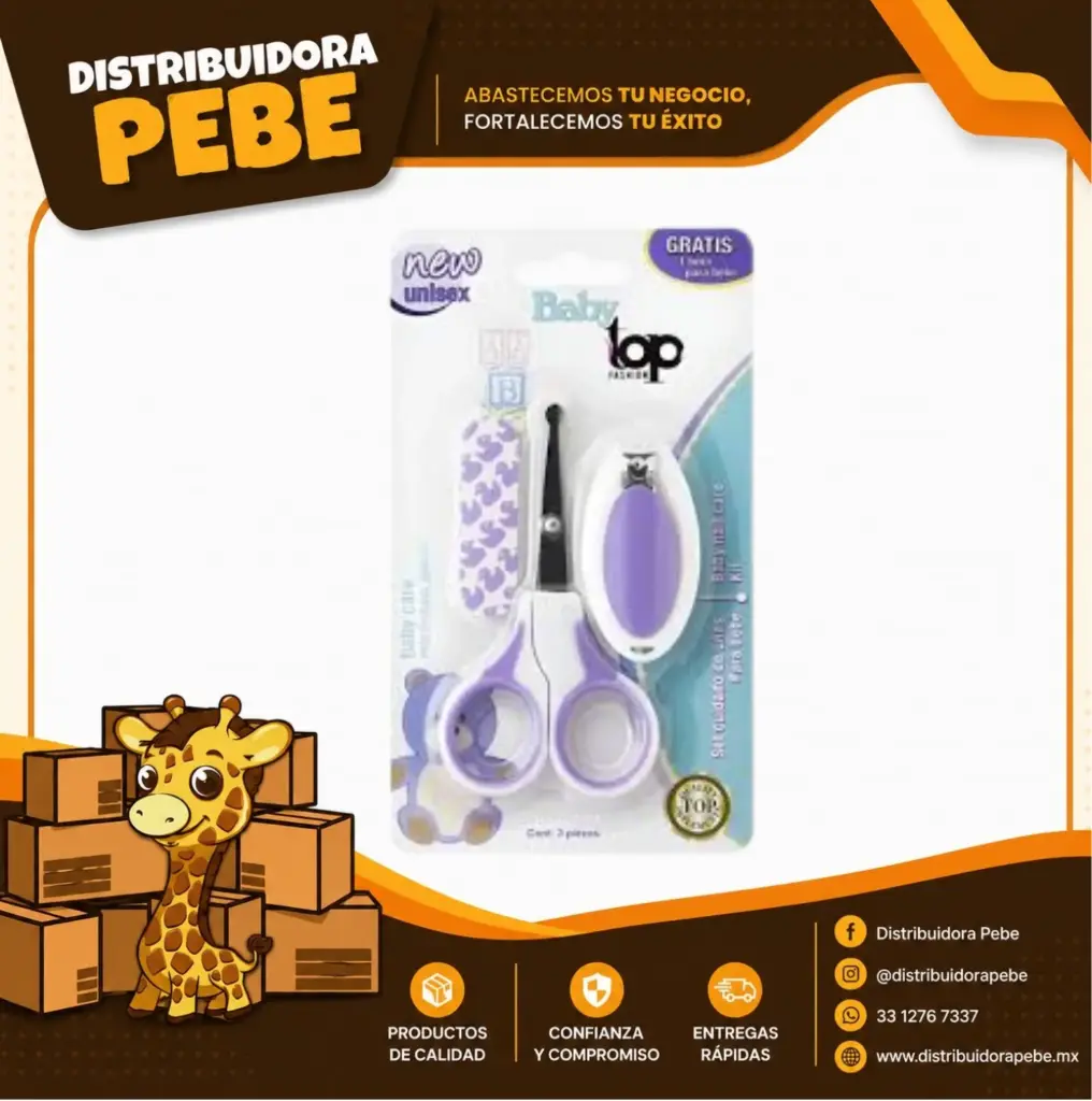 KIT BABY CARE TOP FASHION 3 PIEZAS CON TIJERAS