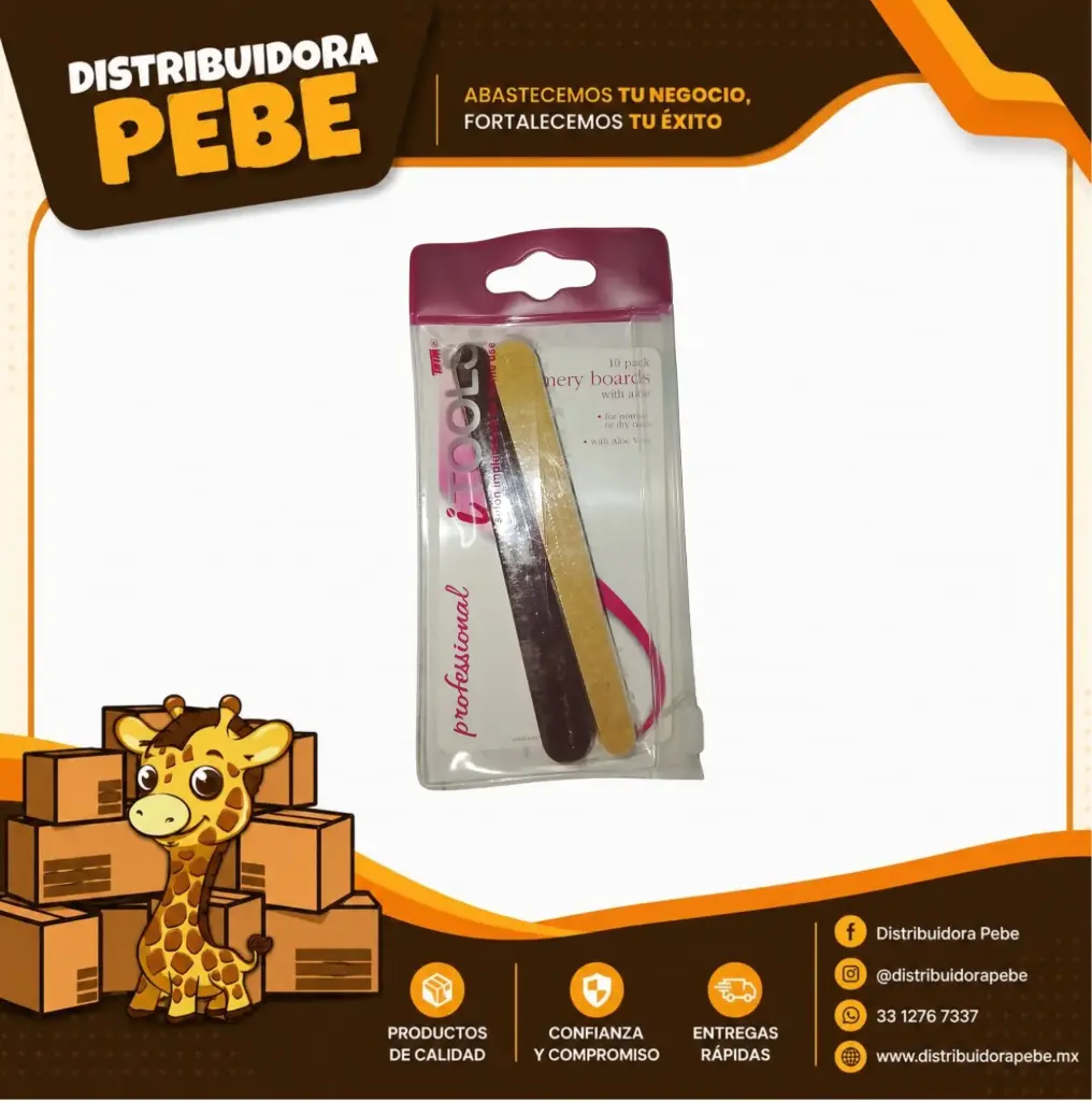LIMA DE UÑAS 10 PACK EMERY BOARD BOLSA PZA