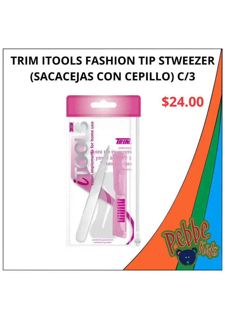 TRIM ITOOLS FASHION TIP STWEEZER (SACACEJAS CON CEPILLO) C/3