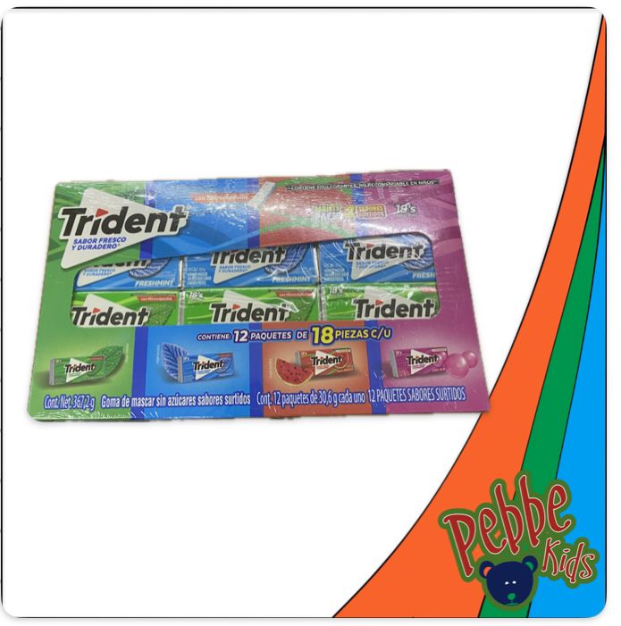 CHICLE TRIDENT VALU PACK TRIDENT 18'S SABORES SURTIDO C/12
