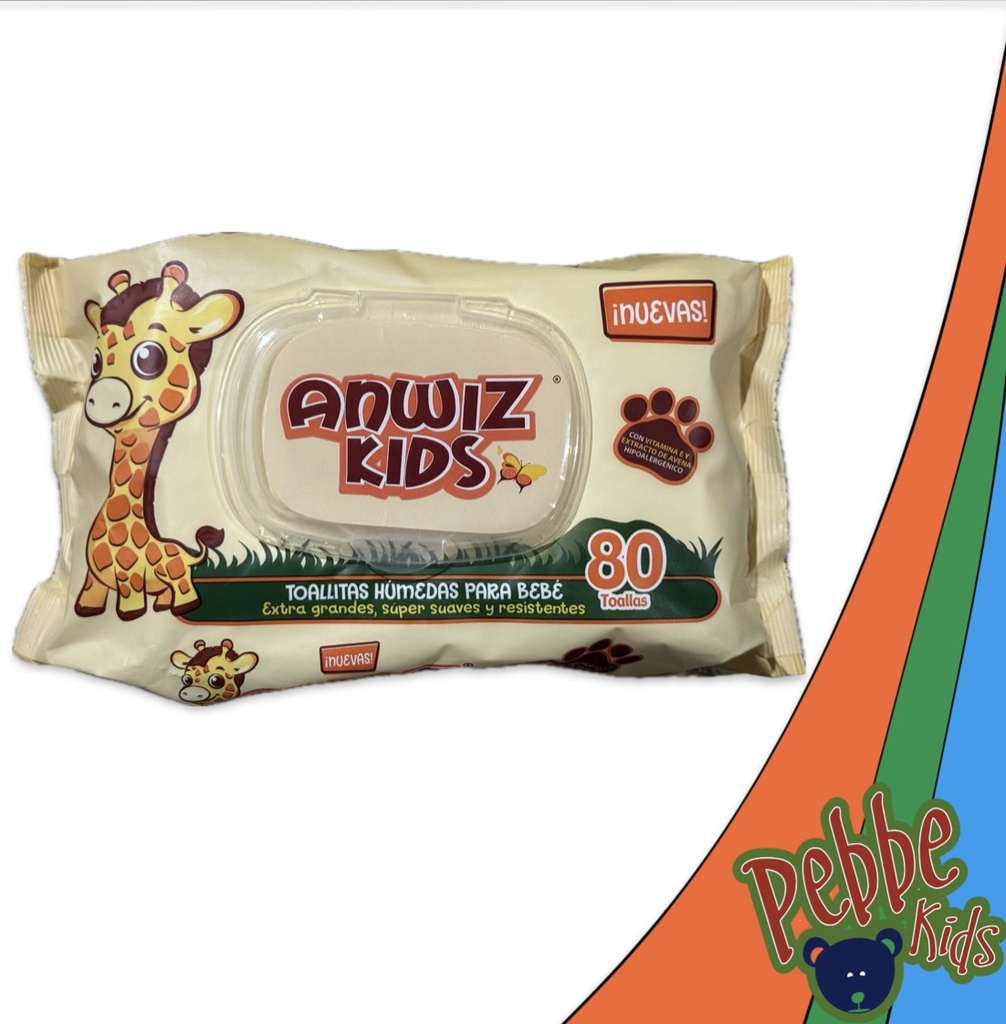TOALLITA HÚMEDA ANWIZ KIDS PREMIUM CON TAPA C/80