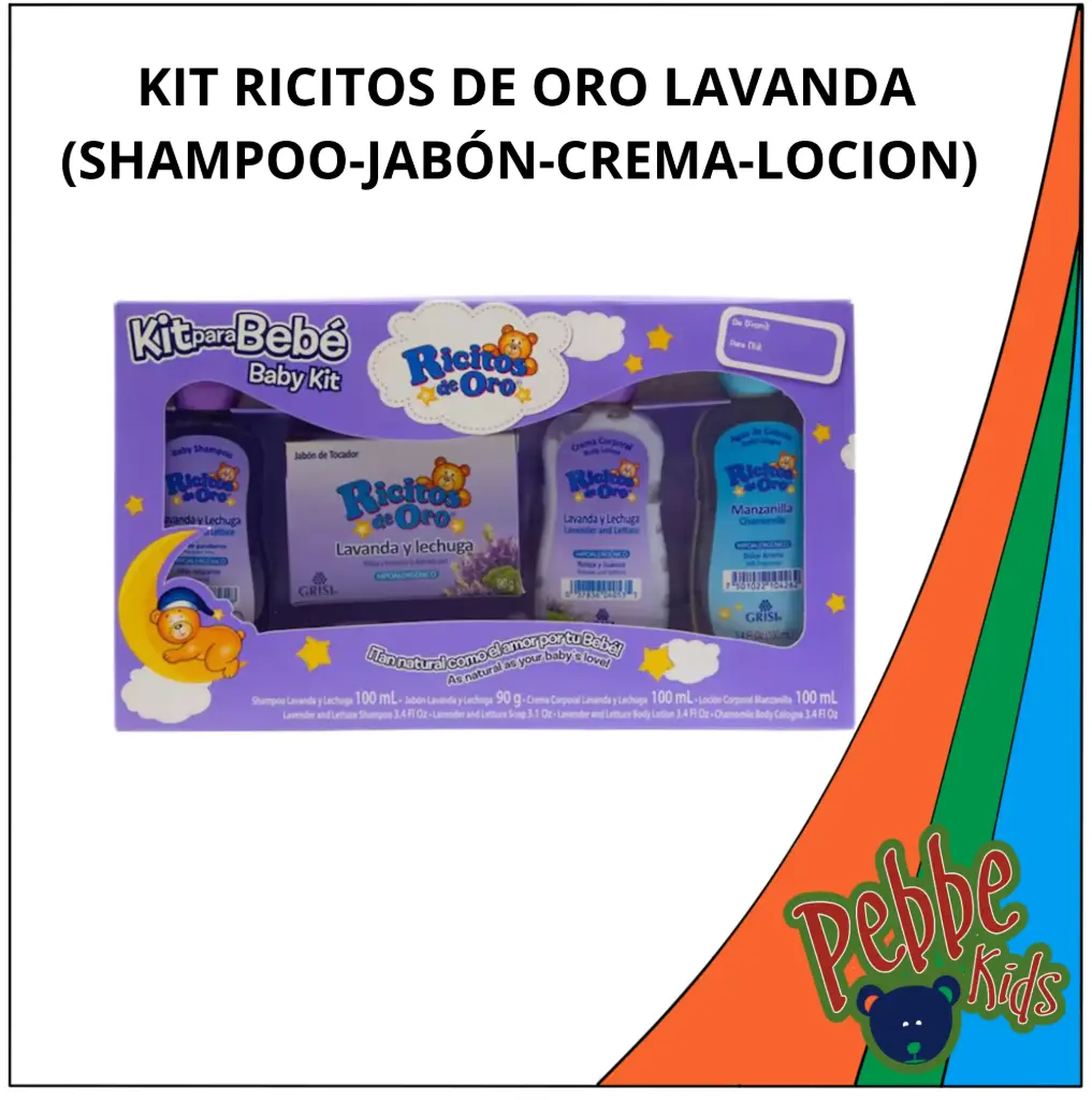 KIT RICITOS DE ORO LAVANDA (SHAMPOO-JABÓN-CREMA-LOCION) 