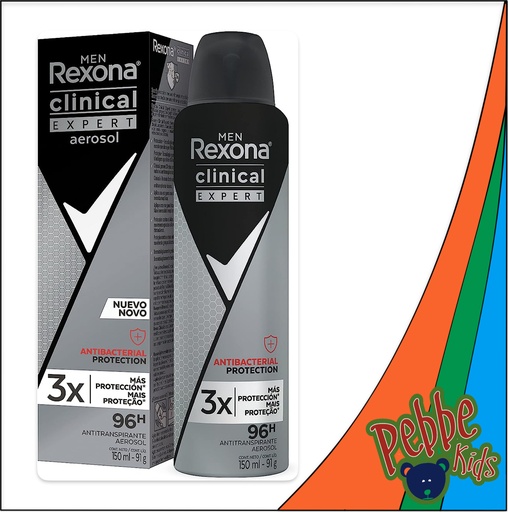 [1215] DES. REXONA CLINICAL EXPERT AEROSOL 91gr.(ANTIBACTERIAL-HOMBRE) GRIS