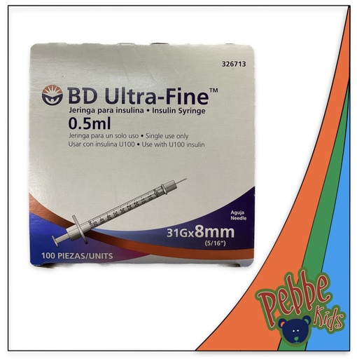 [326713] JERINGA 0.5ml. INSULINA ULTRAFINE C/100 (31G x 8mm.)
