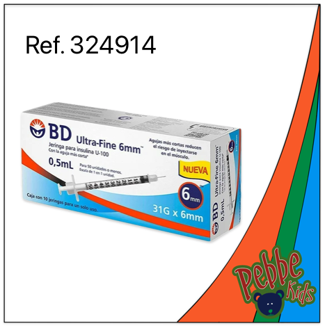 [324914] JERINGA 0.5ml. INSULINA ULTRAFINE C/10 (31G x 6mm.)