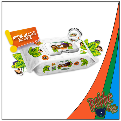 [1598] TOALLITA HÚMEDA ZOO WIPES GRANDE COLORES CON TAPA C/80