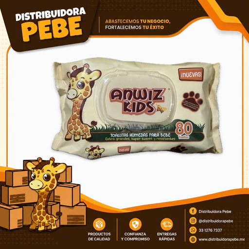 [1884] TOALLITA HÚMEDA ANWIZ KIDS PREMIUM CON TAPA C/80